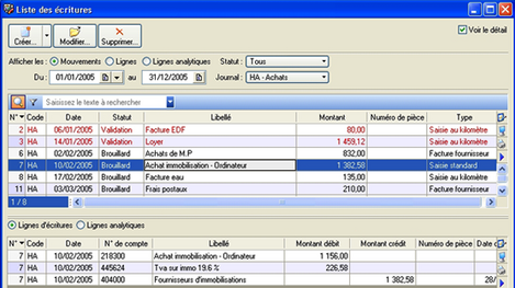 logiciel ciel compta 2006: la liste des critures